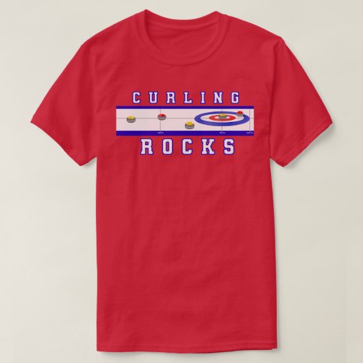 Curling Rocks Ice Blue BackGround T-Shirt (Design vorne)