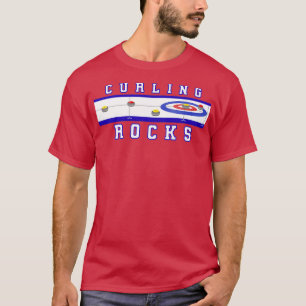 Curling Rocks Ice Blue BackGround T-Shirt