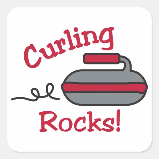 Curling Rocks Quadratischer Aufkleber (Vorderseite)