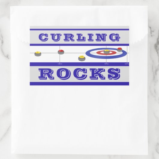 Curling Rocks Rechteckiger Aufkleber (Tasche)