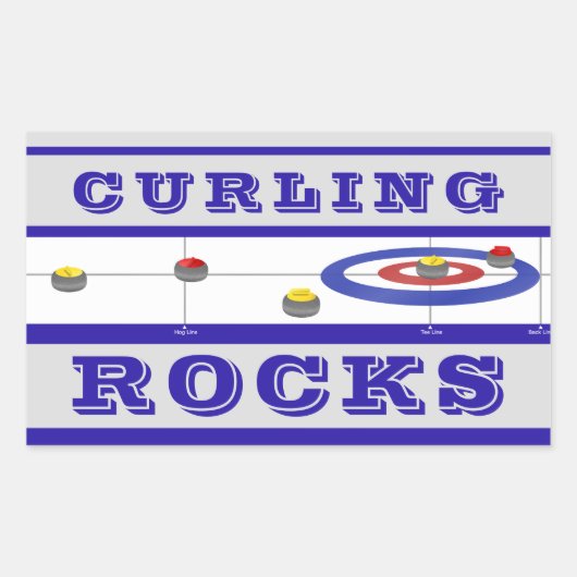 Curling Rocks Rechteckiger Aufkleber (Vorderseite)