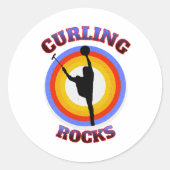 Curling Rocks Runder Aufkleber (Vorderseite)