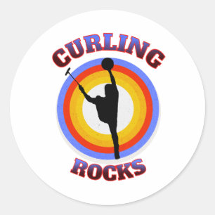 Curling Rocks Runder Aufkleber