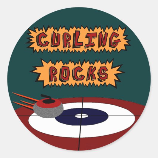 Curling Rocks Runder Aufkleber (Vorderseite)