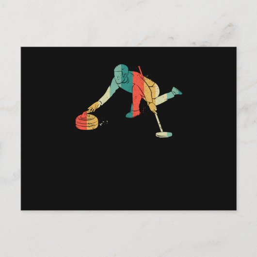 Curling Silhouette Curlers Rutschen Ice Funny Postkarte (Vorderseite)