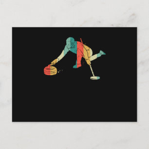 Curling-Silhouette-Curling auf gleitendem Eis lust Postkarte