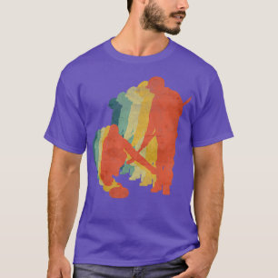 Curling-Spieler auf Eis Retro-Vintage-Farbe T-Shirt