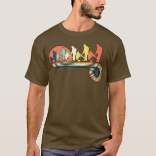 Curling-Spieler auf Eis Retro Vintage Sonnenunterg T-Shirt
