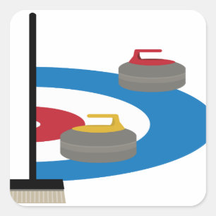 Curling Sport Quadratischer Aufkleber