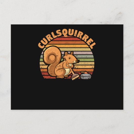 Curling squirrel curler rodent winter sport postkarte (Vorderseite)
