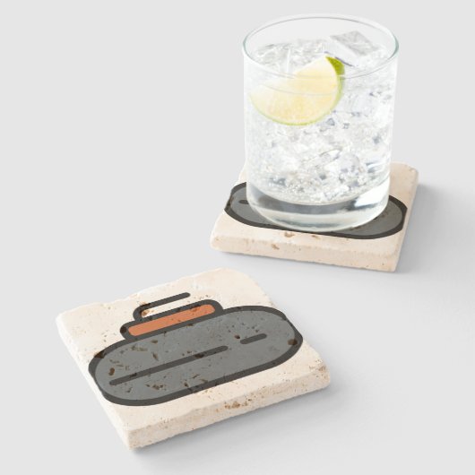 Curling Steinuntersetzer (Seitenansicht)