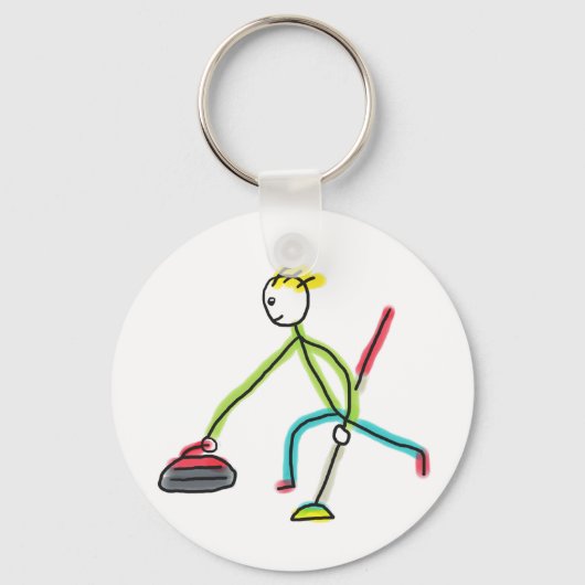 Curling-Stockmann Schlüsselanhänger (Vorderseite)