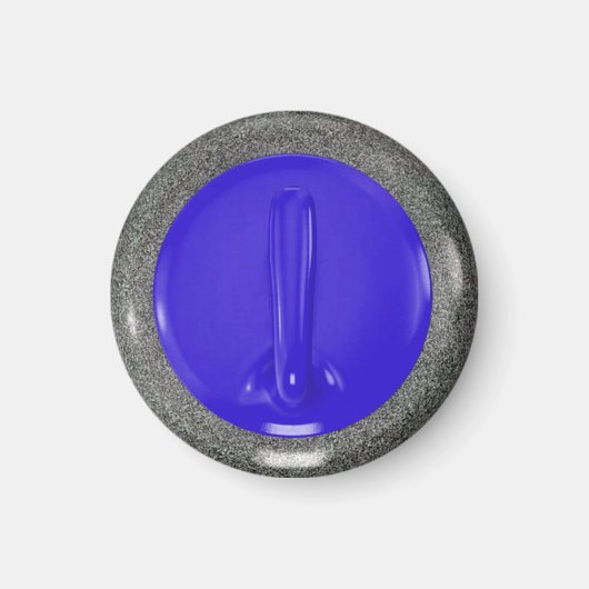 Curling Stone Blue Sports Fun Magnet (Vorne)
