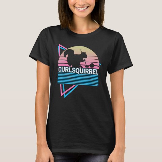 Curling Stone Curling Player Retro Curlsquirrel T-Shirt (Vorderseite)