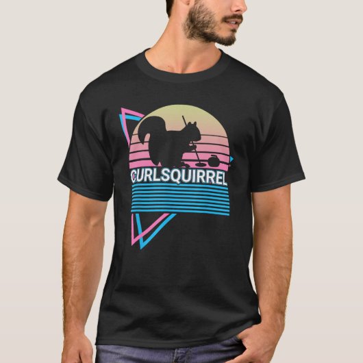 Curling Stone Curling Player Retro Curlsquirrel T-Shirt (Vorderseite)