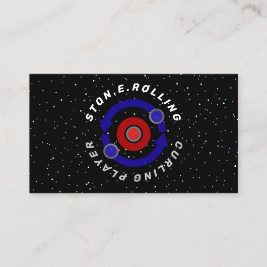 Curling Stone rollt wie die Erdumlaufbahn Visitenkarte (Vorderseite)