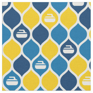 Curling Tile Fabric - Blau/Gelb Stoff