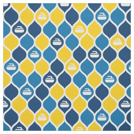 Curling Tile Fabric - Blau/Gelb Stoff (Muster)