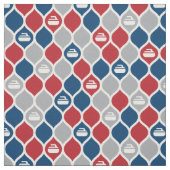 Curling TIle Fabric - Rot/Blau/Grau Stoff (Muster)