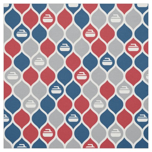 Curling TIle Fabric - Rot/Blau/Grau Stoff (Muster)