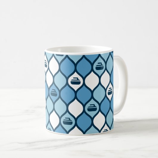 Curling Tile Tasse - Blau/Weiß (VorderseiteRechts)