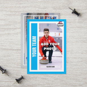 Curling Trading Card - Sky Blue - Erfolge hinzufüg Telefonnummerkarte