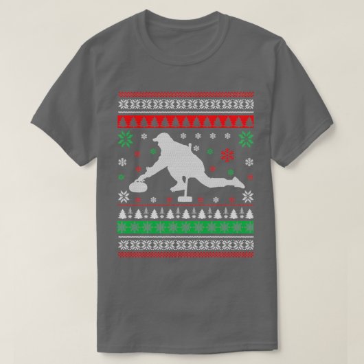 Curling Ugly Christmas Sweater Geschenk T-Shirt (Design vorne)