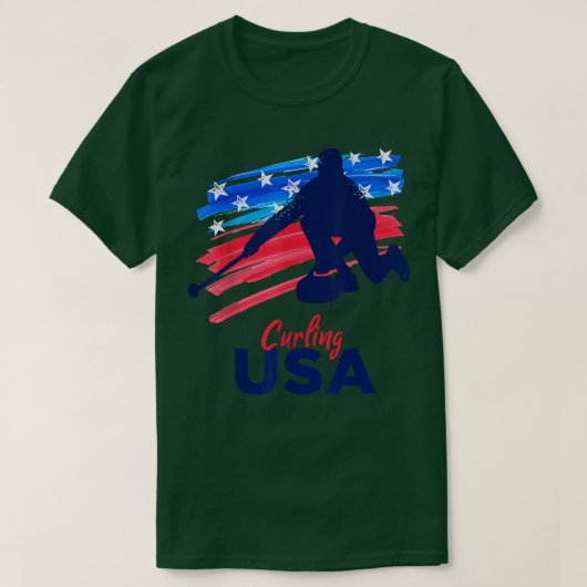 Curling USA Support Team Tshirt USA Flag Curl (Design vorne)
