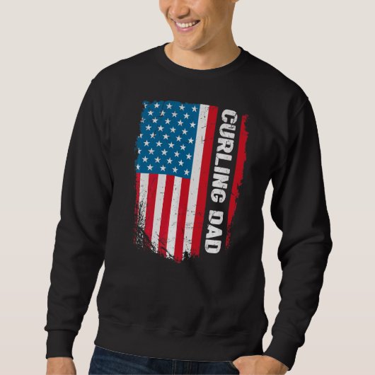 Curling Vater America Us Flag Patriot Vintag Sweatshirt (Vorderseite)