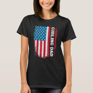 Curling Vater America Us Flag Patriot Vintag T-Shirt