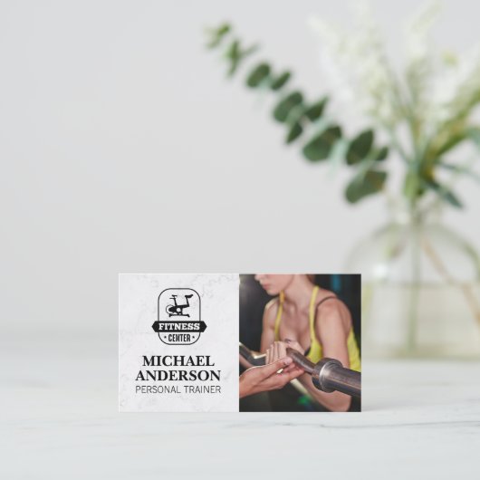 Curling Weight-Logo | Fitness-Center-Logo Visitenkarte (Stehend Vorderseite)