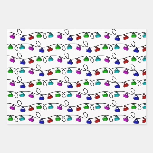 Curling-Weihnachtsleuchten-Faltblätter Geschenkpapier Set (Vorderseite)