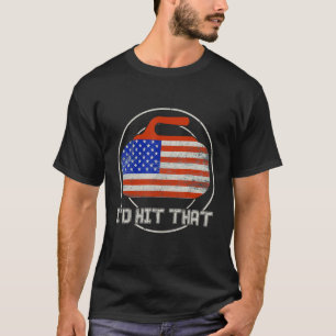 Curling weiß rot und blau-amerikanisch Fahne Curli T-Shirt