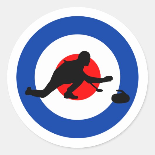 Curling Winter Ice Sport Curler Bullseye Runder Aufkleber (Vorderseite)