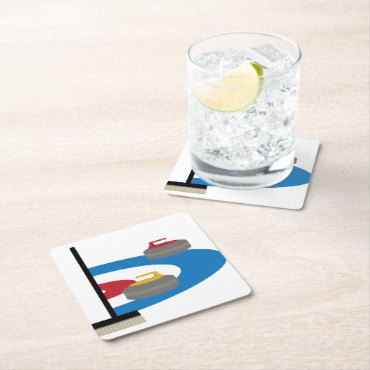 Curlingsport Rechteckiger Pappuntersetzer (Vor Ort)