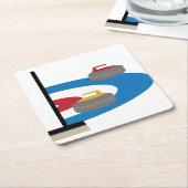 Curlingsport Rechteckiger Pappuntersetzer (angewinkelt)