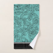 Curls Design Aqua Schwarz-weiß Bath Handtuch Set (Handtuch)