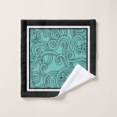 Curls Design Aqua Schwarz-weiß Bath Handtuch Set (Waschlappen)