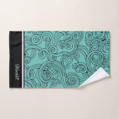 Curls Design Aqua Schwarz-weiß Bath Handtuch Set (Handtuch)