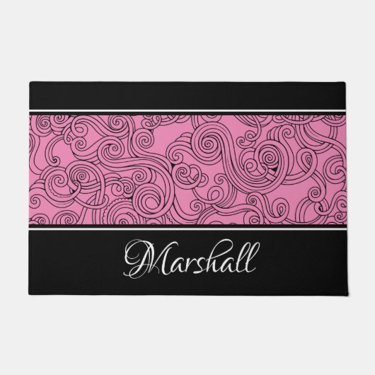 Curls Design Pink Schwarz-weiß Doormat Fußmatte (Vorderseite)