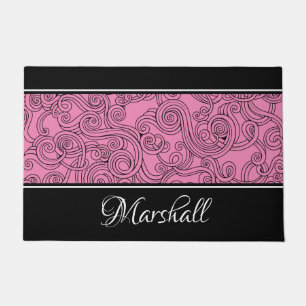 Curls Design Pink Schwarz Weiß Fußmatte