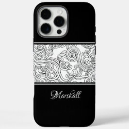 Curls Design Schwarz und Weiß iPhone 16 Pro Max Hülle