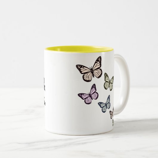 Curls Hustle Träume! Niedliches Curry-Haar-Angebot Zweifarbige Tasse (VorderseiteRechts)