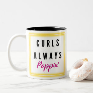 Curls immer Poppin'! Niedliches Curry-Haar-Angebot Zweifarbige Tasse