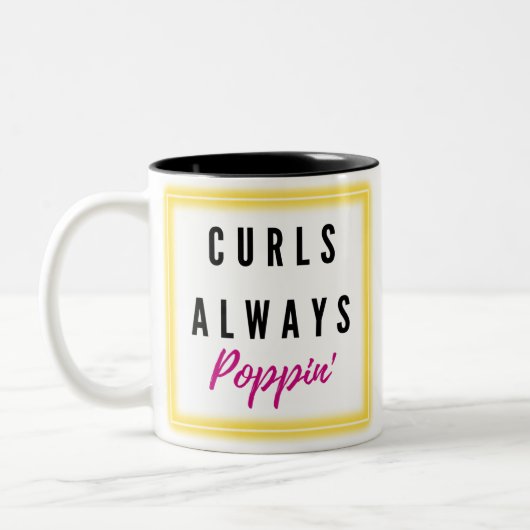 Curls immer Poppin'! Niedliches Curry-Haar-Angebot Zweifarbige Tasse (Links)