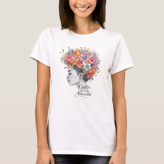 "Curls in Bloom" Spring Floral Custom Graphic Tee (Vorderseite)