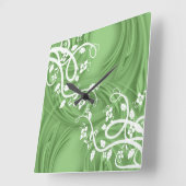 Curls Over Green With Filigree Floral She Shed Quadratische Wanduhr (Winkel)