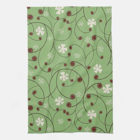 Curls und abstrakte Blume. Geschirrtuch (Vertikal)