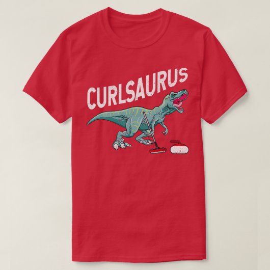 Curlsaurus Curling Saurus Dinosaur Curling Eisen T-Shirt (Design vorne)