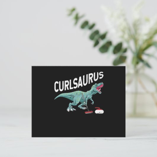 Curlsaurus Curling Saurus Dinosaur Curling Iron Postkarte (Stehend Vorderseite)